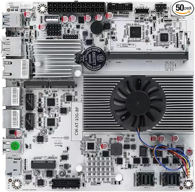 8-Bay NAS Mini ITX 10Gbps NAS Motherboard Adaptable to Support 8sata One 10Gbps Electrical Port Two 2.5G Electrical Ports Two m.2 nvme Two pcie3.0 Type-c 10Gbps (N150+2x8643)