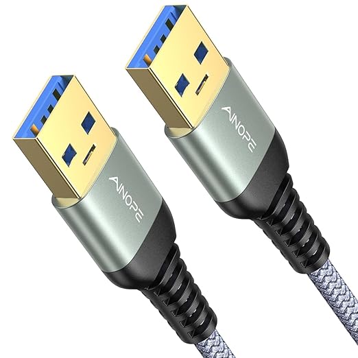 AINOPE USB to USB Cable, USB 3.0 A to A Male to Male Cable [Never Rupture] Double End Type A Cord Compatible with Hard Drive Enclosures, KVM, DVD Player, TV, Laptop Cooler,3.3Ft/Grey, 1 Pack