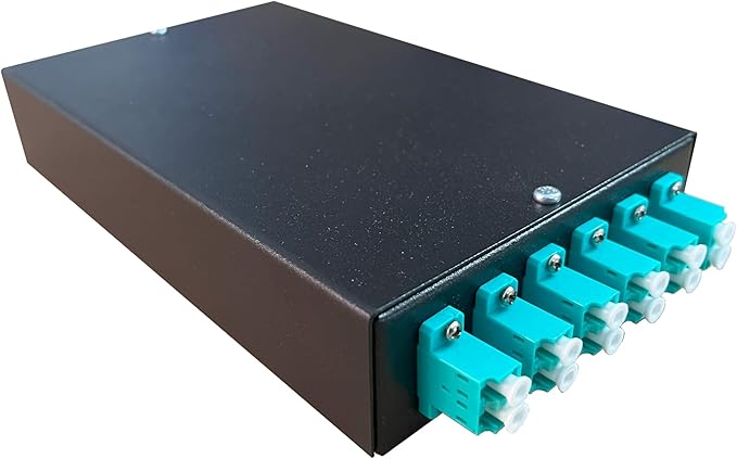 6-Port Fiber Optic Wall Mount Enclosure, OM3 Multimode LC-UPC, 12-Core Box with Pigtails, Black