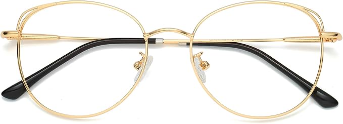SOJOS Cat Eye Blue Light Blocking Glasses for Woman Hipster Metal Frame Womens Eyeglasses She Young SJ5027