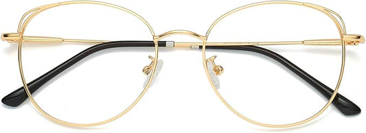 SOJOS Cat Eye Blue Light Blocking Glasses for Woman Hipster Metal Frame Womens Eyeglasses She Young SJ5027