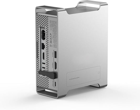 Mac mini M4 / M4 Pro Dock, Vertical Stand with M.2 NVMe/SATA SSD Enclosure, 4K@60Hz HDMI, 10Gbps USB-C/A, SD/TF, 3.5mm Audio, 100W PD, Aluminum Docking Station