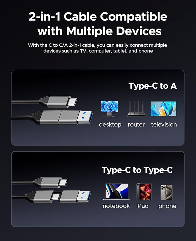ORICO Hard Drive Docking Station 10Gbps for NVMe SSD & SATA 3.5 HDD with Bidirectional Cloning Type-C Hybrid Docking Station with Independent Aluminum Heat Sink