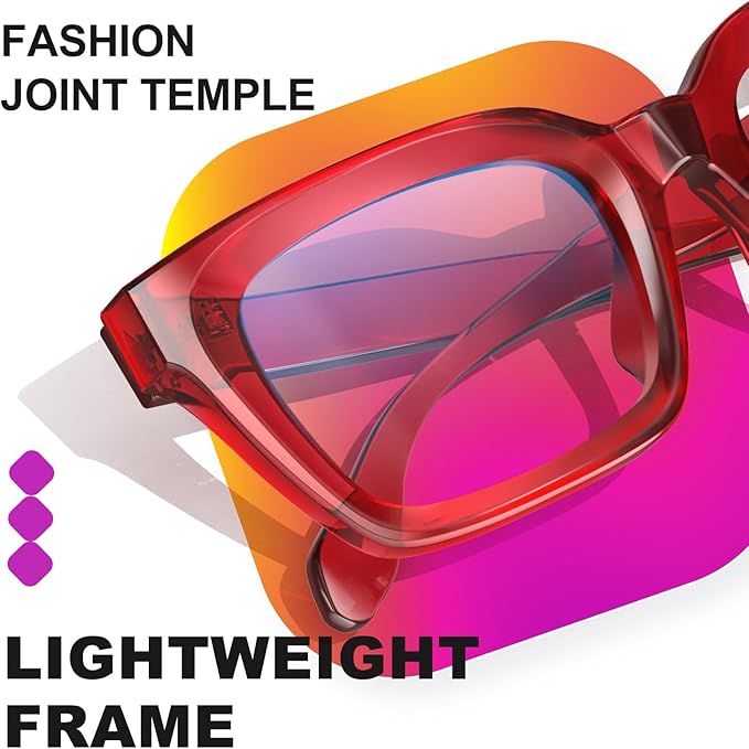 VISOONE Chunky Square Blue Light Blocking Glasses with Anti Computer Glare for Working Women Men MONTANA