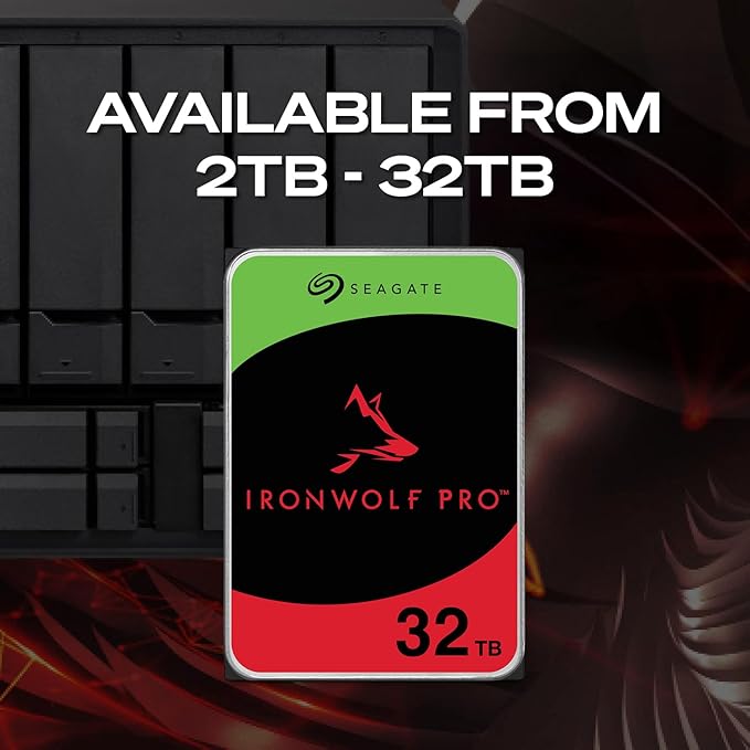 Seagate IronWolf Pro, 16 TB, Enterprise NAS Internal HDD –CMR 3.5 Inch, SATA 6 Gb/s, 7,200 RPM, 256 MB Cache for RAID Network Attached Storage (ST16000NT001)
