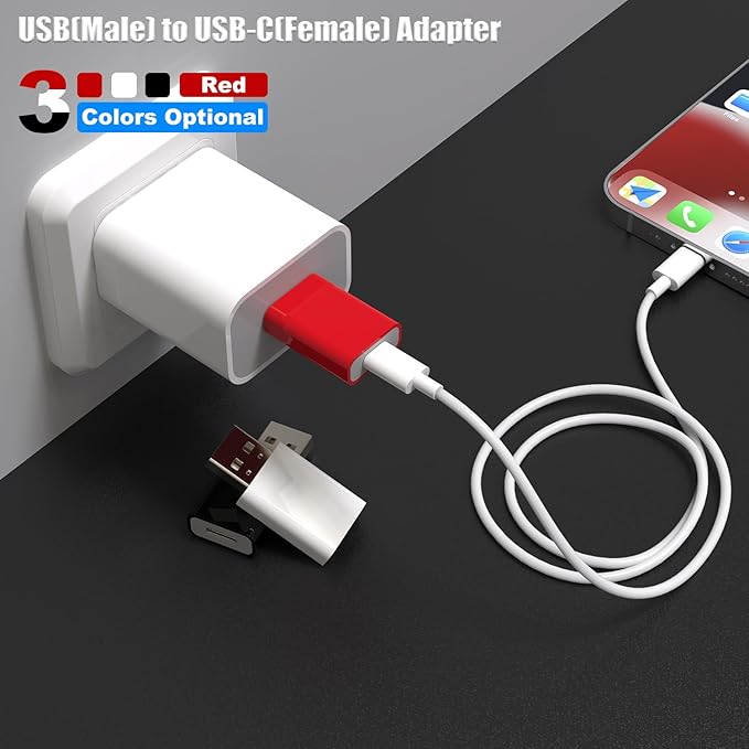 USB Male to USB-C Female Adapter Pack-2,Type-C to Type-A Charger Cable Converter for Apple Watch Series 10/9/8/7/SE/Ultra,MagSafe Charger,iPhone 16 15 14 13 12 Pro Max,Galaxy S25 S24 S23 S22