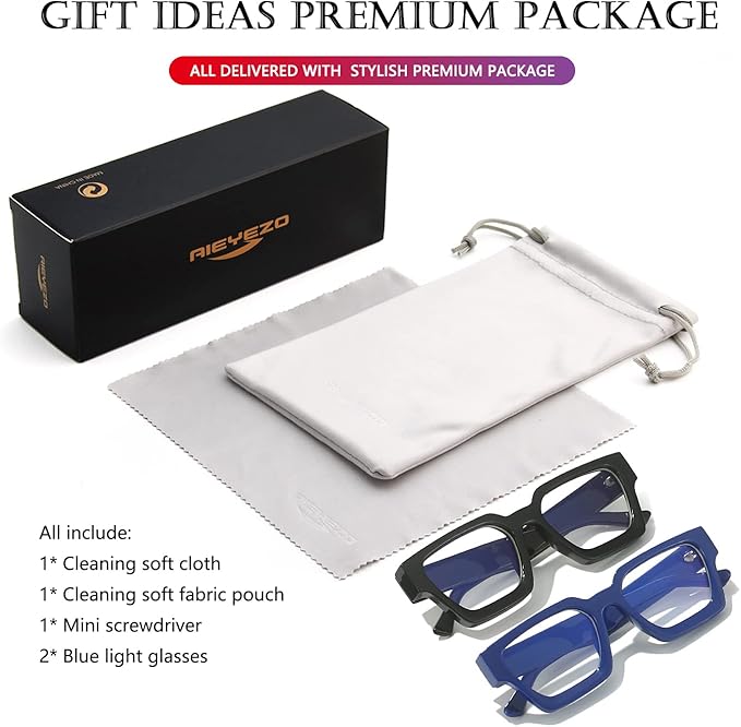 AIEYEZO Square Thick Frame Glasses for Women Men Fashion Blue Light Glasses Trendy Chic Computer Eyeglasses