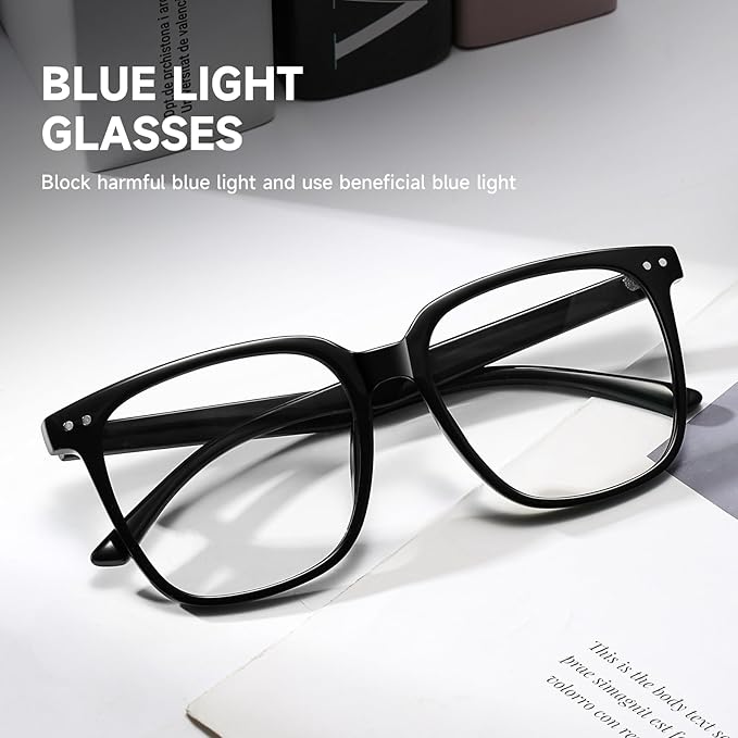 Oversized Square Blue Light Blocking Glasses for Women and Men - Gaming & Computer Anti-Fatigue