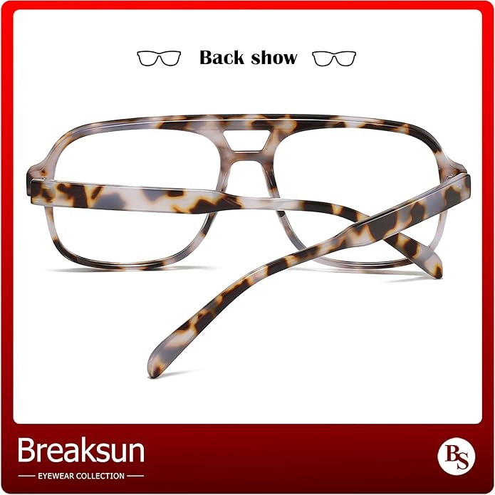 Oversized Square Aviator Glasses for Women Men Big Frame Retro Blue Light Blocking Glasses Vintage Style