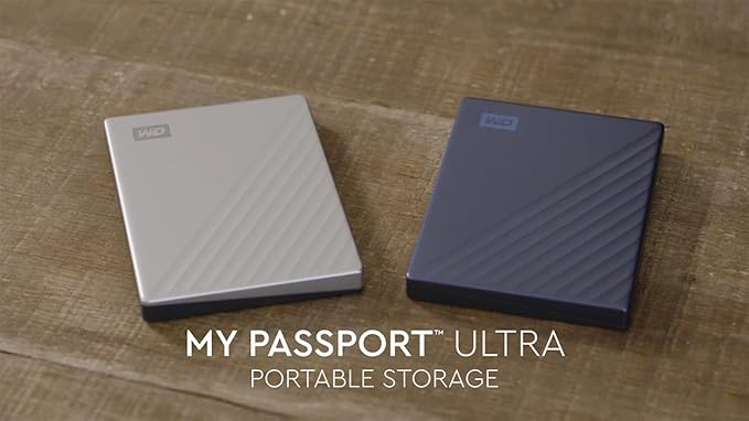 WD 4TB My Passport Ultra, Blue, Portable External Hard Drive, backup software with defense against ransomware, and password protection, USB-C and USB 3.1 - WDBFTM0040BBL-WESN
