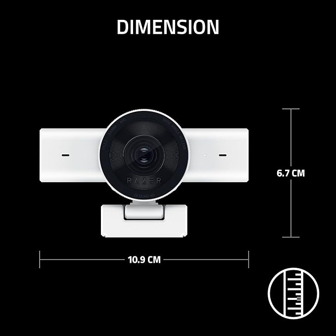 Razer Kiyo V2 X Streaming Webcam: 1440p 60 FPS - Auto Focus - Built-in Microphone - Wide Angle Lense - Integrated Privacy Shutter - Works with OBS, Xsplit, Streamlabs, Discord, Zoom, Teams - White