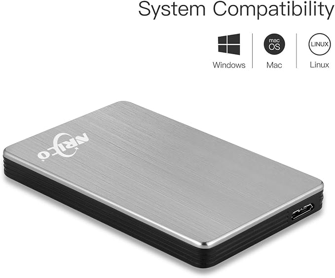 NRICO Portable External Hard Drive, USB 3.0, 2.5 Inch, Compatible with PC, Mac, Desktop (Grey, 250, GB)