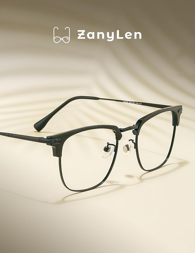 Blue Blocker Glasses for Men Metal Browline Computer Gaming Glasses Filter Blue Ray