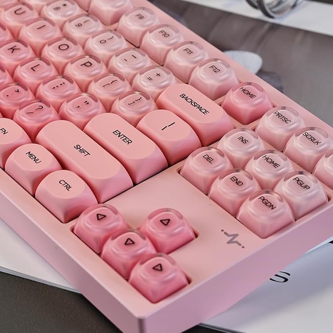 Sumgsn 132 Keys PBT Jelly Keycaps MOA Profile Sakura Pink Foundation Keycaps Comaptible with Wooting Keyboard 61/64/87/104/108 Cherry Mx Switches Mechanical Keyboards