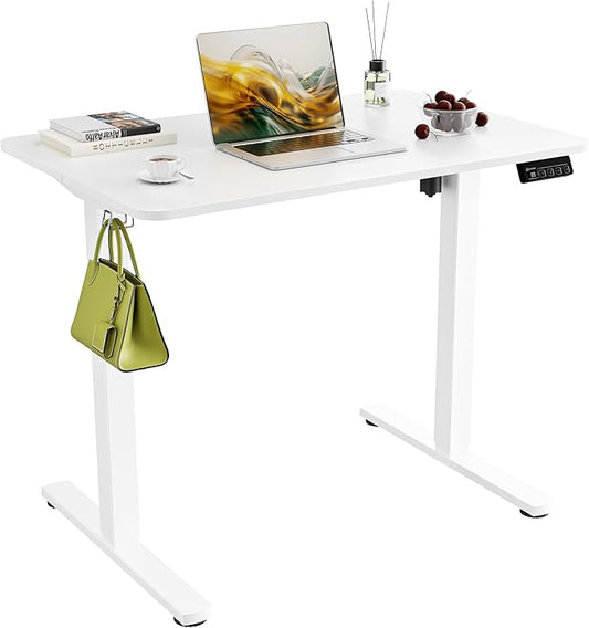 ERGOMAKER 35" Electric Standing Desk, Adjustable Height, Sit Stand Up Desk for Home Office & Computer Workstations, Memory Controller, White