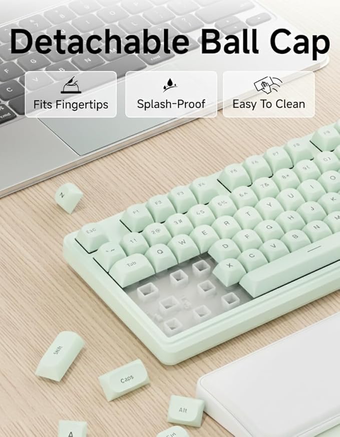 C98 Wired Keyboard and Mouse Combo, Wired Ergonomic Computer Keyboards with Wrist Palm, Double-Shot Keycaps, Silent RGB Backlight Quiet Keyboard for Windows/MAC/PC - Green
