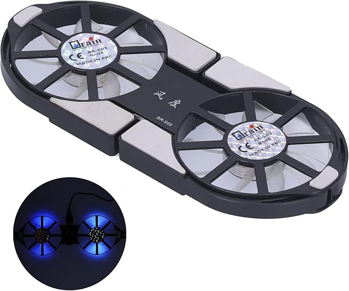 Laptop Cooler Cooling Pad,Portable USB Powered,4Color Laptop Cooling Pad,Foldable Notebook Cooler DualFan,Large Air Volume Radiator Heat Sink,with Blue LED Light(Black)