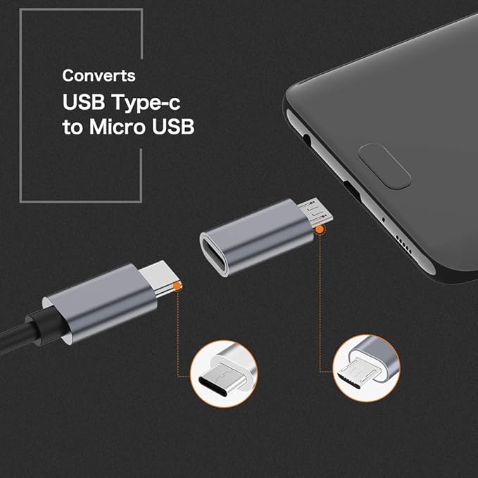 JXMOX USB C to Micro USB Adapter, (4-Pack) Type C Female to Micro USB Male Convert Connector Support Charge Data Sync Compatible with Samsung Galaxy S7 S7 Edge, Nexus 5 6 and Micro USB Devices (Grey)