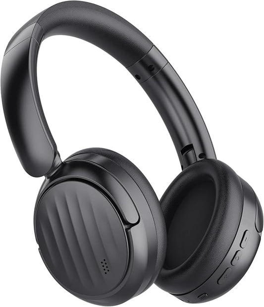 Bluetooth Headphones with Active Noise Cancelling (ANC), Wireless Over Ear Bluetooth Headsets with 35H Playtime, HiFi Stereo Foldable Headphones with Foam Ear Cups for Sports, Travel, Black