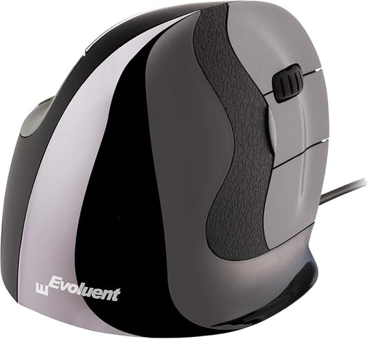 Evoluent – Inventor of The Vertical Mouse – VMDS Ergonomic Vertical Mouse Right Hand Small Wired USB, Sculpted for Comfort, Reduces Wrist Strain, 4 Speeds, 6 Customizable Buttons in Windows