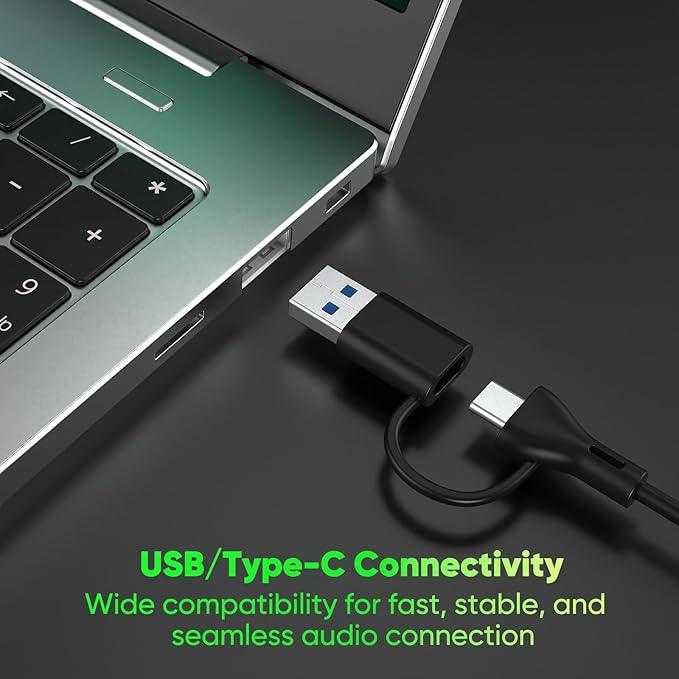 INGA Computer Speakers with Detachable Mic, Plug-and-Play USB Soundbar with Dynamic Lighting, Game/Music Modes, Compatible with PC, Laptop, PS5, Mac (9.8W)