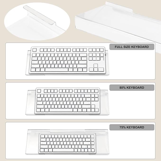 Acrylic Computer Keyboard Stand with Gel Wrist Rest Set,Ergonomic Keyboard Riser for Desk Easy Typing with Gel Keyboard Pad, Anti-Slip Comfort Keyboard Wrist Pad Relief Pain (Black)
