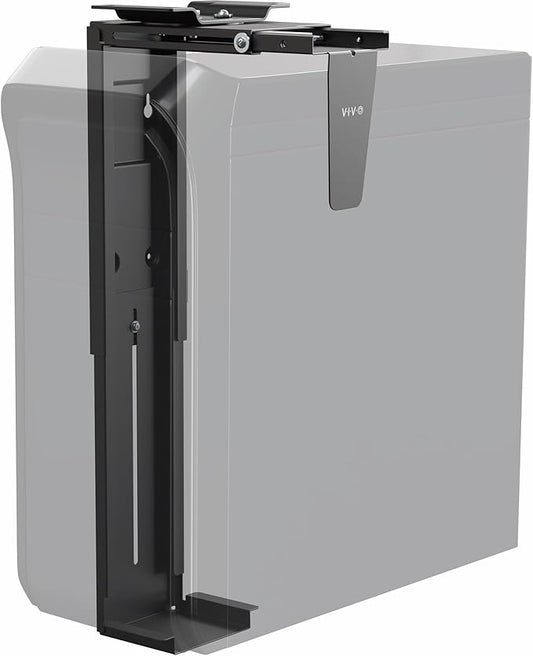 VIVO Under Desk and Wall 8.3 to 13 inch Wide Office and Gaming PC Mount, Large Computer Case CPU Machine Holder with Swivel and Locking, Holds 44 lbs, Black, MOUNT-PC01L