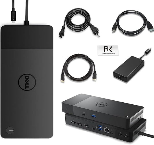 WD22TB4 Dell Docking Station, Performance Dock WD22TB4, 180W Adapter + 130W Power Delivery, Support Dual/Triple Monitor & 4K Displays, with Fkafusion Tech HDMI and DP Cable, New - 3 Year Warranty
