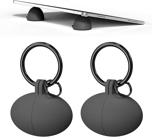 Portable Egg Keyring Style Anti-Slip Silicone Laptop & Pad Stand 2set(4pcs) - Ergonomic Viewing, Typing, Drawing, Cooling Foot/White Yellow (gray+gray)