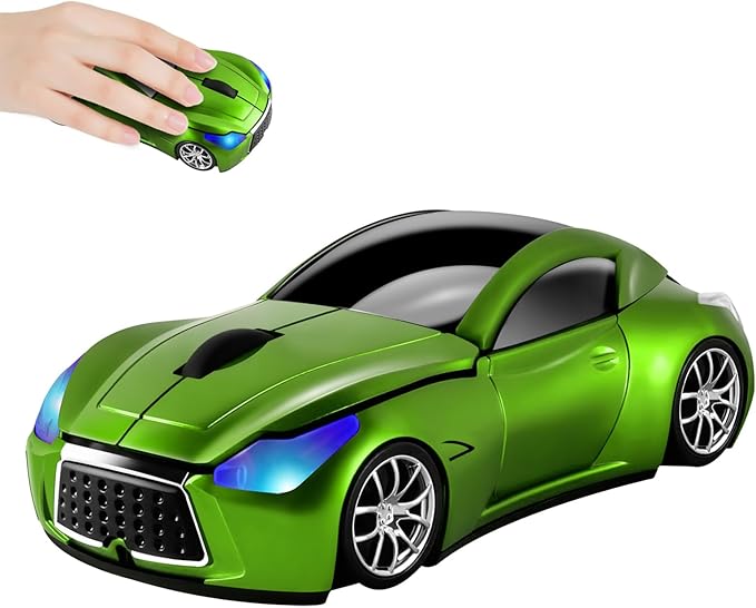 elec Space Cool Sport Car Shape 2.4GHz Wireless Mouse Optical Cordless Mice with USB Receiver for PC Laptop Computer 1600DPI 3 Buttons