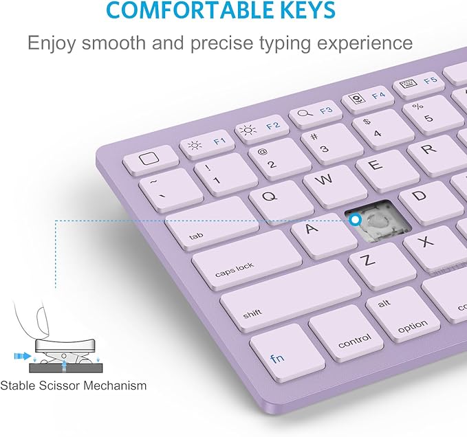 OMOTON Bluetooth Keyboard Compatible with iPad A16 11th 10th Generation, iPad 10.2 (9th/8th/7th), iPad Pro 13/12.9/11 inch, iPad Air/Mini and More iOS Devices, Purple
