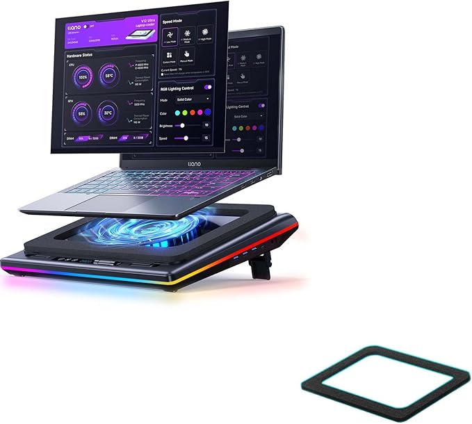 llano V12 Ultra Laptop Cooling Pad Bundle with Memory Foam Seal & Dust-Proof