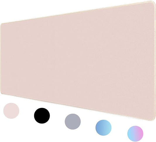 Bloss Desk Mat, Non-Slip Desk Pad Mat Protector, Large Desk Mat for Keyboard and Mouse, Beige Desk Mousepad with Stitched Edges, Keyboard Pad for Gamer, Office(31.5×11.8 Inches)