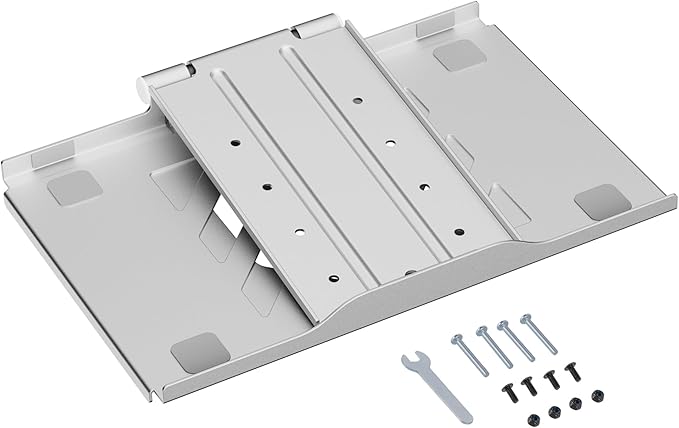 AVLT Adjustable Laptop Tray with Support for 120mm Fan Compatible with VESA 75x75 Monitor Arm - Fits Up to 17 Inch Laptop - Gray (Fan Not Included)