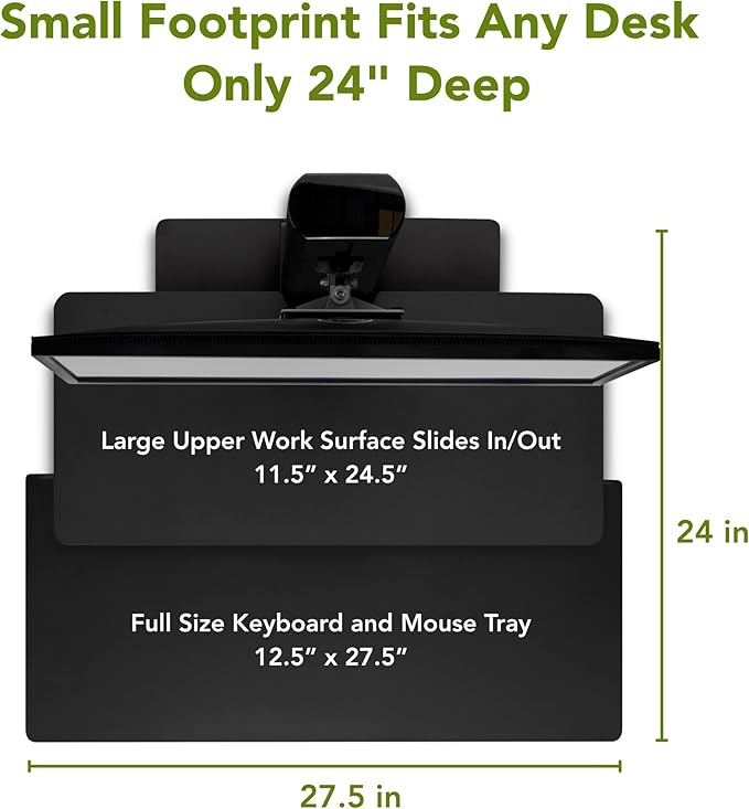 Perfect POSTURE Sit2Stand Standing Desk Converter Monitor Mount and Laptop Holder – 18” Height Adjustable Sit-Stand Workstation – Black
