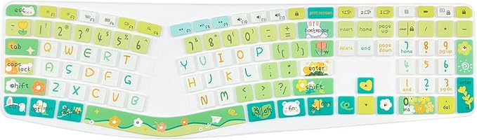 Cute Silicone Keyboard Cover for Logitech Ergo K860 Ergonomic Keyboard, US Layou, Cute Flowers