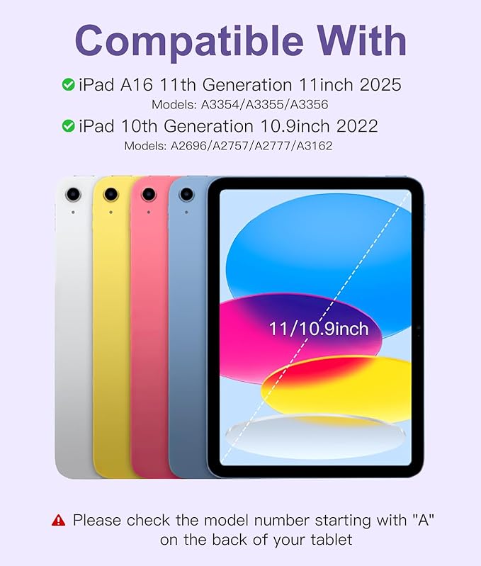 Hamile for iPad 11th 10th Generation Case with Keyboard - 7 Colors Backlit Wireless Detachable Folio Keyboard Cover with Pencil Holder for iPad 11-inch A16 2025 10th Gen 10.9 Inch 2022 (Purple)