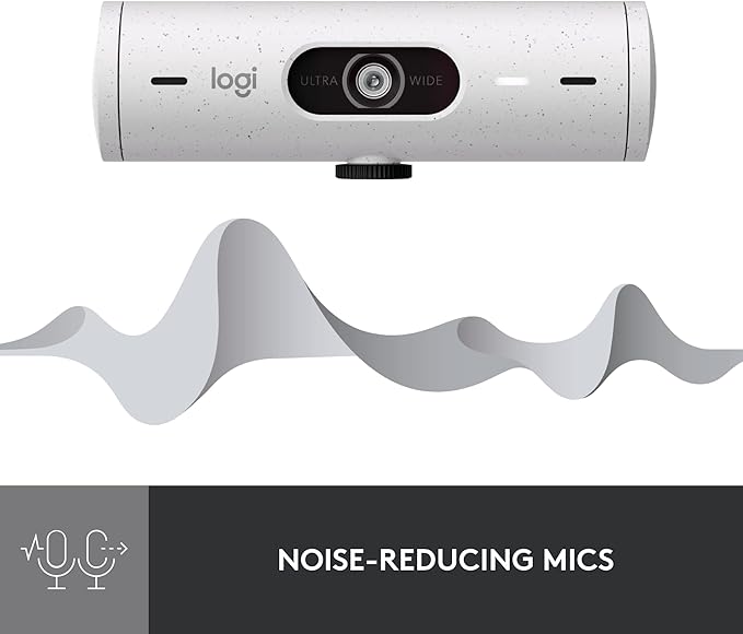 Logitech Brio 500 Full HD Webcam with Auto Light Correction,Show Mode, Dual Noise Reduction Mics, Webcam Privacy Cover, Works with Microsoft Teams, Google Meet, Zoom, USB-C Cable - Off White