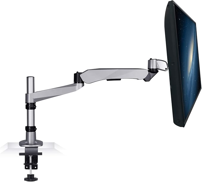 Mount-It! Premium Modular Monitor Desk Mount Arm Stand | Full Motion Gas Spring Arm Fits 19 21.5 24 27 32 Inch Computer Screens with 75 100 VESA Patterns | C-Clamp and Grommet Bases | 17.6 Pound Limit