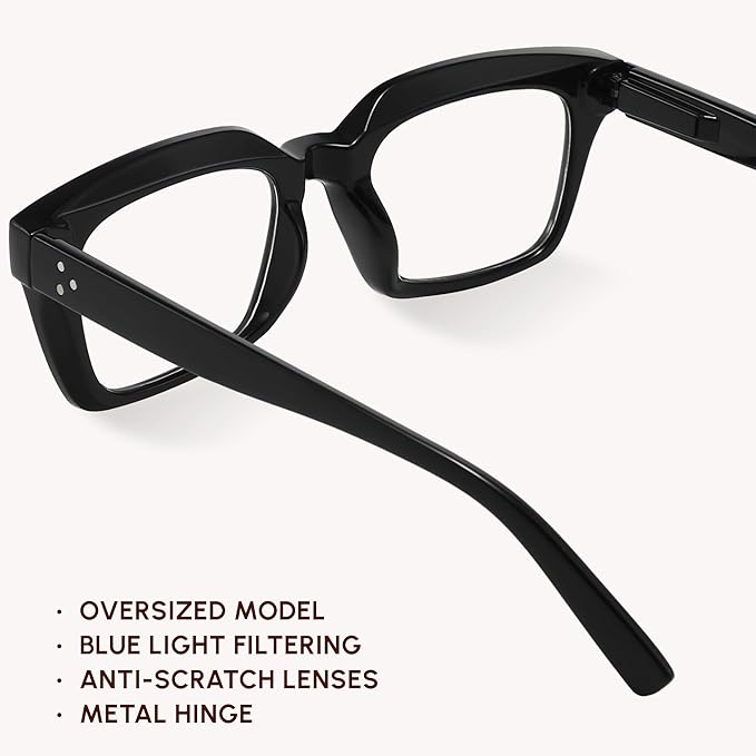 IBOANN Oversized Blue Light Glasses for Woman, Funky Fashion Glasses With Preppy Look, Reduce Screen Fatigue Computer Glasses