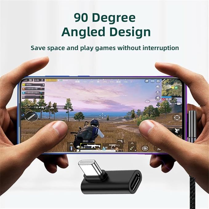 NFHK Low Profile 90 Degree Right & Left Angled USB 3.1 Type-C Male to Female Extension Adapter for Laptop & Tablet & Phone