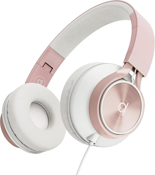 ARTIX CL750 Wired Headphones with Mic & Volume Control — Noise Isolating On-Ear Headphones for Computer and Laptop Wired, Plug in Corded Headphone with Wire (Foldable, Aux Jack 3.5mm)