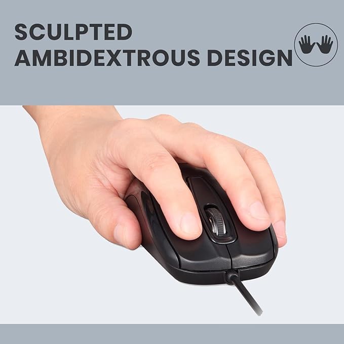 Perixx PERIMICE-209C USB Type C Wired Optical Mouse - 5.9 Ft Cable - 1000 DPI - Black, (11994)