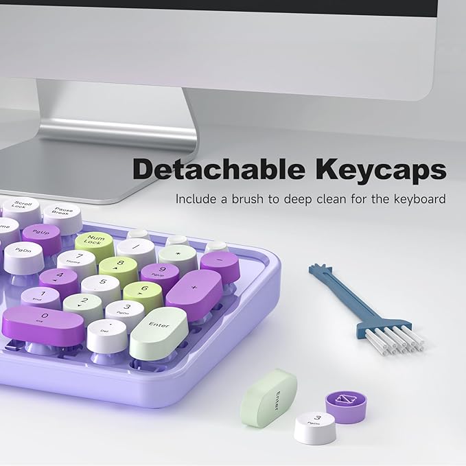 KNOWSQT Wired Computer Keyboard - Purple Colorful Retro Full Size Round Keycaps Plug and Play Typewriter Cute Keyboards for Windows, Laptop, PC, Desktop, Computer