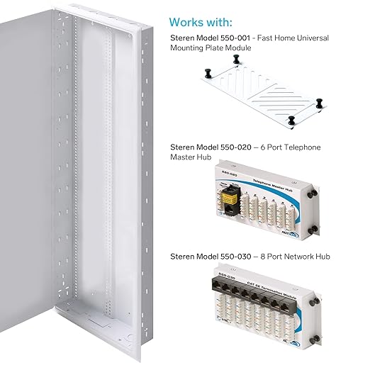 Structured Media Enclosure Accessories - Structured Wiring Cabinet - Structured Wiring Enclosure - Structured Media Cabinet - Structured Media Center - Fasthome Flush Mount Enclosure - STEREN 44"