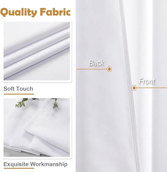 Aiyufeng Pure White Curtains for Bedroom 90 Inches Long 2 Panels Set, Room Darkening Window Treatment, Light Filtering Curtain Drapes, Soft Casual Rod Pocket Privacy Curtains, W40 x L90 Inch