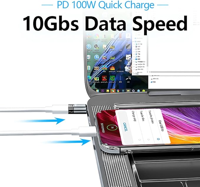 Magnetic USB C Adapter, 24Pins Type C Connector, PD 100W Fast Charging 10Gbs Data Transfer