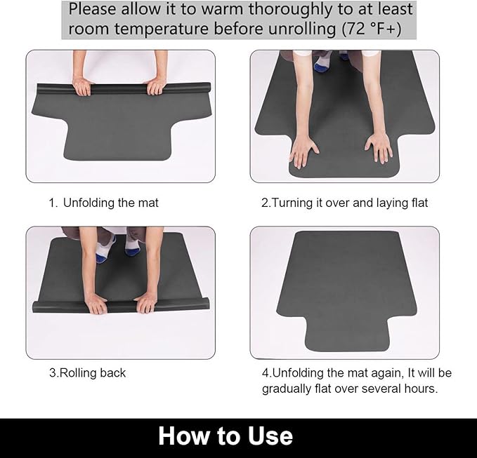 AiBOB Office Chair Mat for Hardwood Floor, 36 X 48 inches, Hard Floor Chair Mats Under Computer Desk, Easy Glide for Rolling Chairs, No Curling