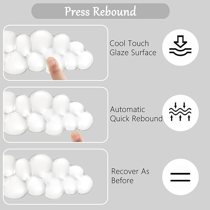 Gel Cloud Keyboard and Mouse Wrist Rest Set Cloud Silicone Clear Mouse Pad with Wrist Rest Extended Frosted Desk Mat Pad Acrylic Coaster Ergonomic Cute Wrist Pad for Computer Keyboard and Mouse 4PCS