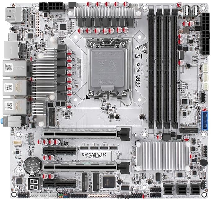 W680 12 Bay NAS ATX10Gbps Server NAS Motherboard Workstation/Server Grad Four ddr5 Two hdmi Two dp, 2x2.5G 3xnvme Support vPro Remote Management Function 3xSFF8643 (10G W680 NAS 3xSFF-8643)